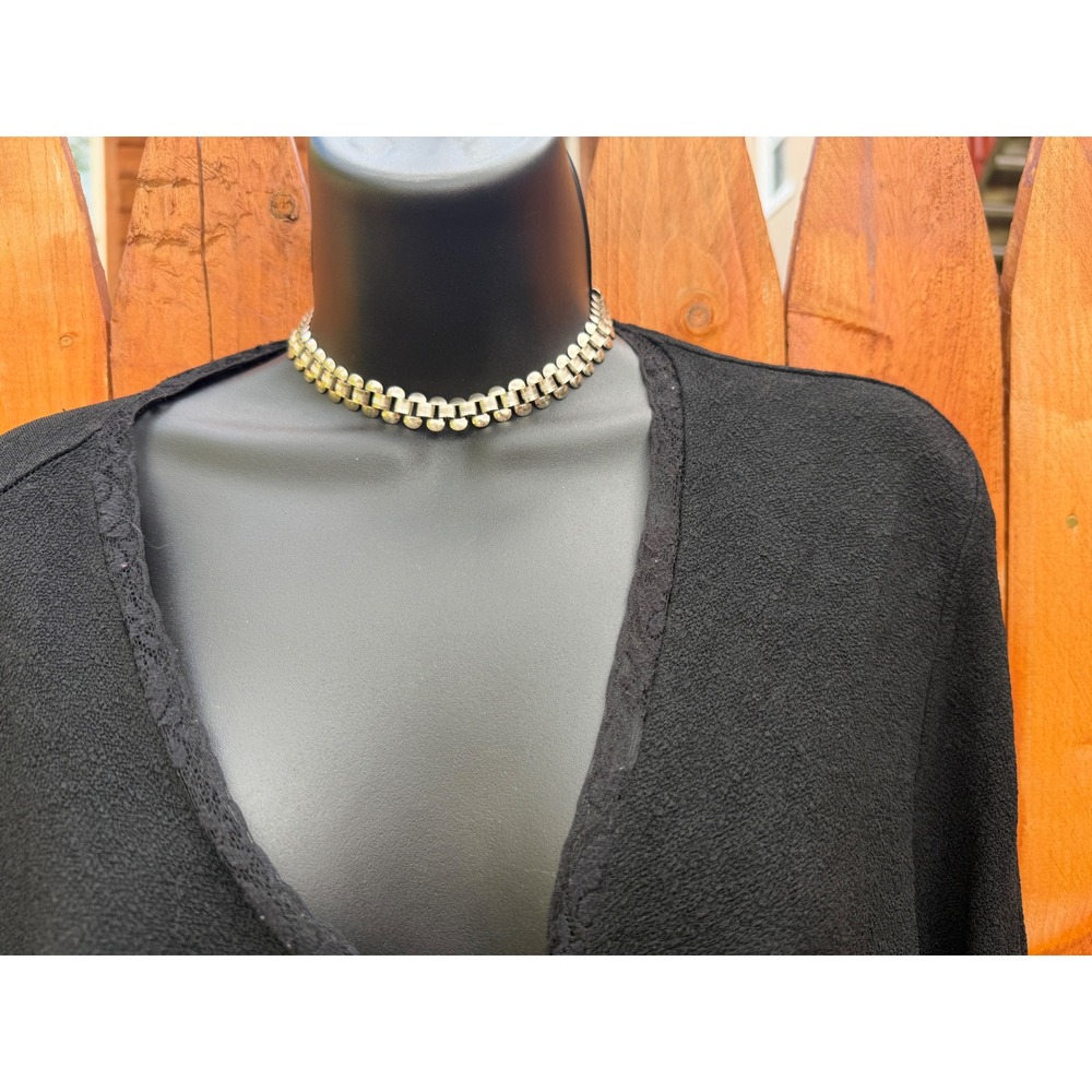 Coro Vintage 1950s Textured Link Choker Necklace Silver Tone Mid Century Modern